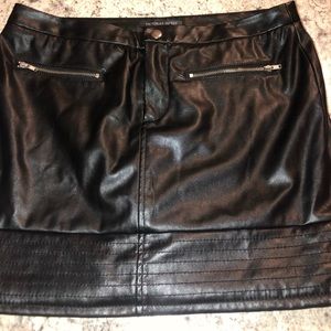black leather skirt.